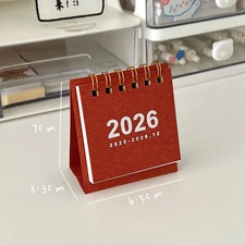 2026 Mini Minimalist Desktop Calendar - Red