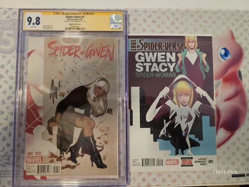 Spider-Gwen #1 CGC 9.8SIGNED Adam Hughes+ Edge Of The Spider Verse#2 First Print