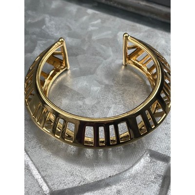 Nest Jewelry Gold Tone Architectural Open Work Cage Cuff Bracelet Statement