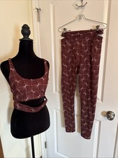 Free People Movement Sneak Peek Printed Set Ginger Spice Leggings  Sports Bra M