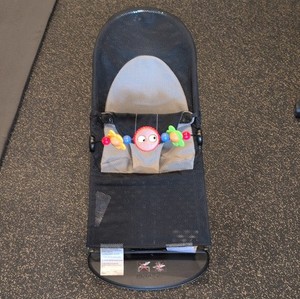 BabyBjörn Baby Bouncer Black Gray Foldable Portable with Toy Bar