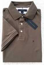 Tommy Hilfiger Men's Slim Fit Stretch Short Sleeve Polo - Brown
