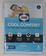 Sealy Cool Comfort Fitted Full Mattress Protector White Waterproof 15" Deep