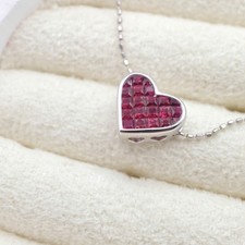 Designer Natural Ruby Heart Pendant Necklace  Mother's Day Gift  K18 WG