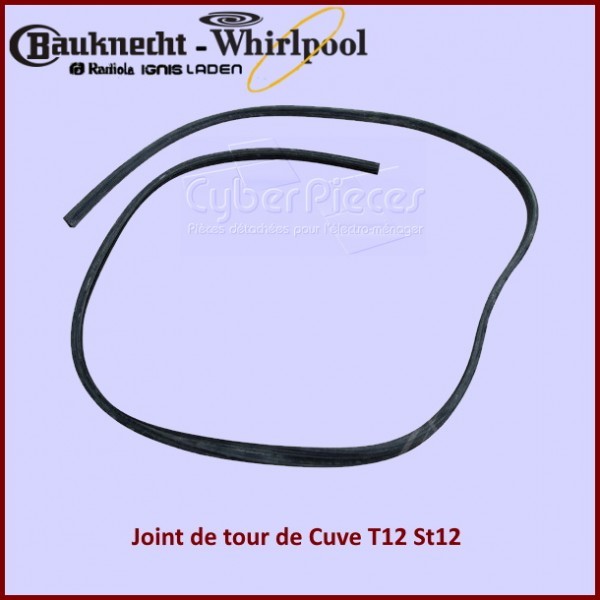 Joint tour de cuve T12 St12 481953268244 étanche en caoutchouc noir pour lave-linge