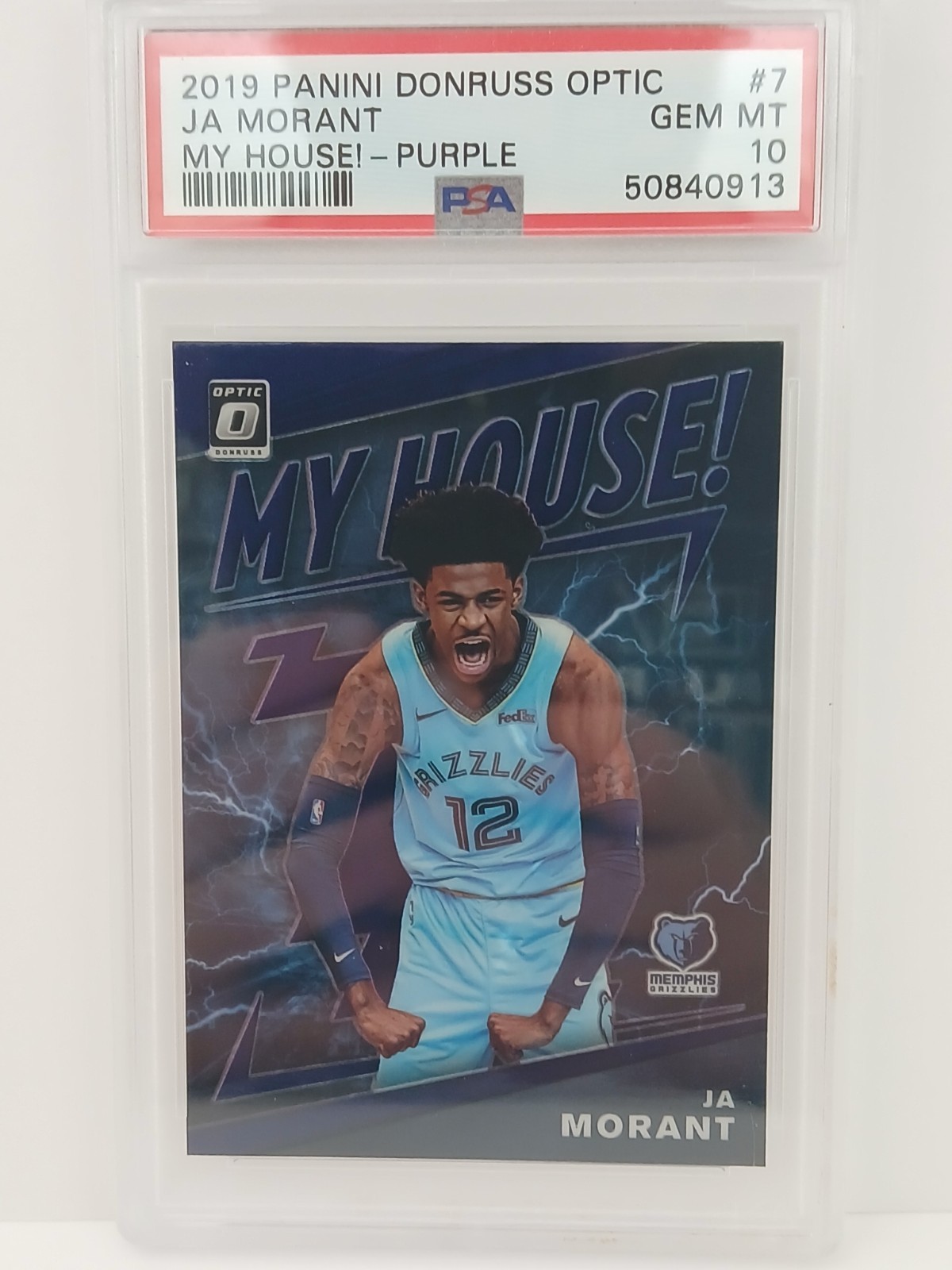 2019-20 DONRUSS OPTIC MY HOUSE PURPLE PRIZM JA MORANT ROOKIE RC PSA 10 GEM