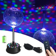 Disco Ball with Motor with Remote and Lights, Palujorty 5-9 RPM 24 LED Mirror Ba