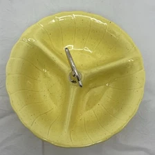 Vintage Lane & Co. Van Nuys California Yellow Divided Nut Candy Dish Tray 1960