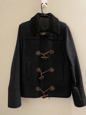 Brian Dales Mens Peacoat Navy Toggle Buttons Sherpa Collar Felted Wool *Measure