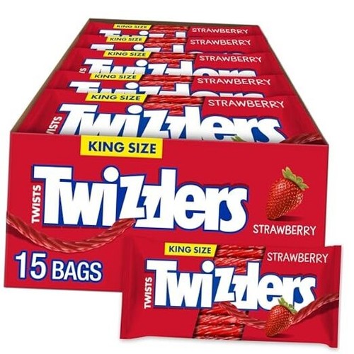 Twists Strawberry Flavored King Size, Chewy Candy Packs, 5 oz (15 Count)