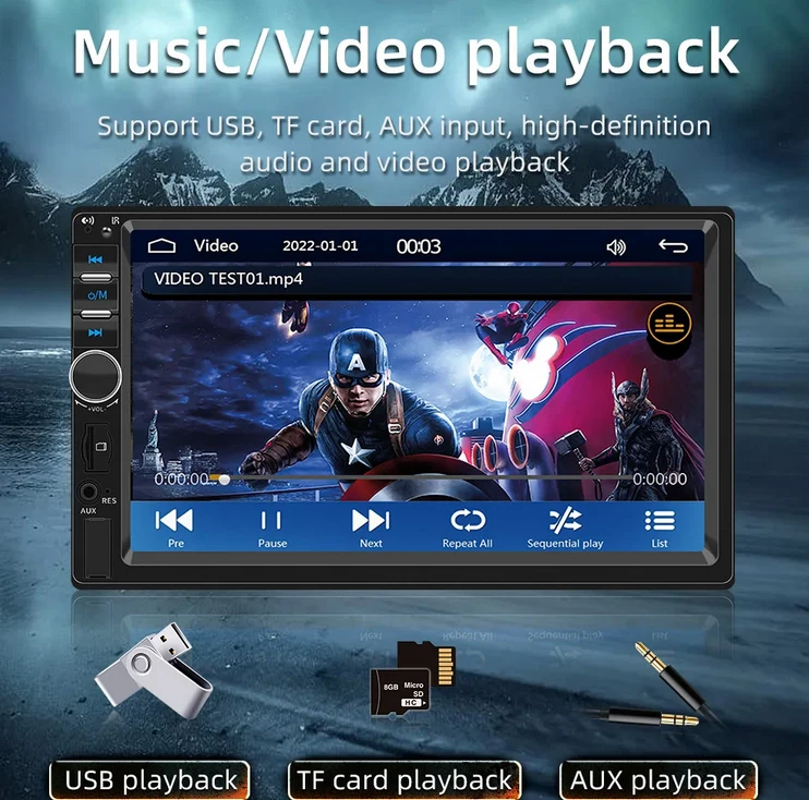 Lettore auto Universale 1D Android AUTO/CarPlay schermo Touch  7" Hd - Immagine 4 di 4