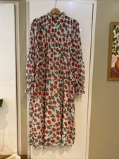 GANNI Rose Floral Midi Dress Long Floaty Ethereal Size 38 excellent 
