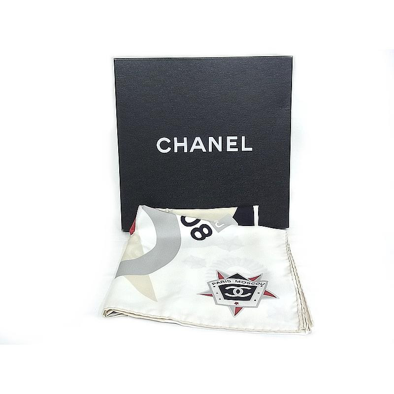 Chanel Authentic Scarf Silk CC Mark White 2008 High Quality