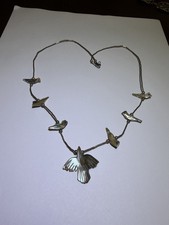 Vintage  Zuni Liquid Silver Abalone Bird Fetish Necklace