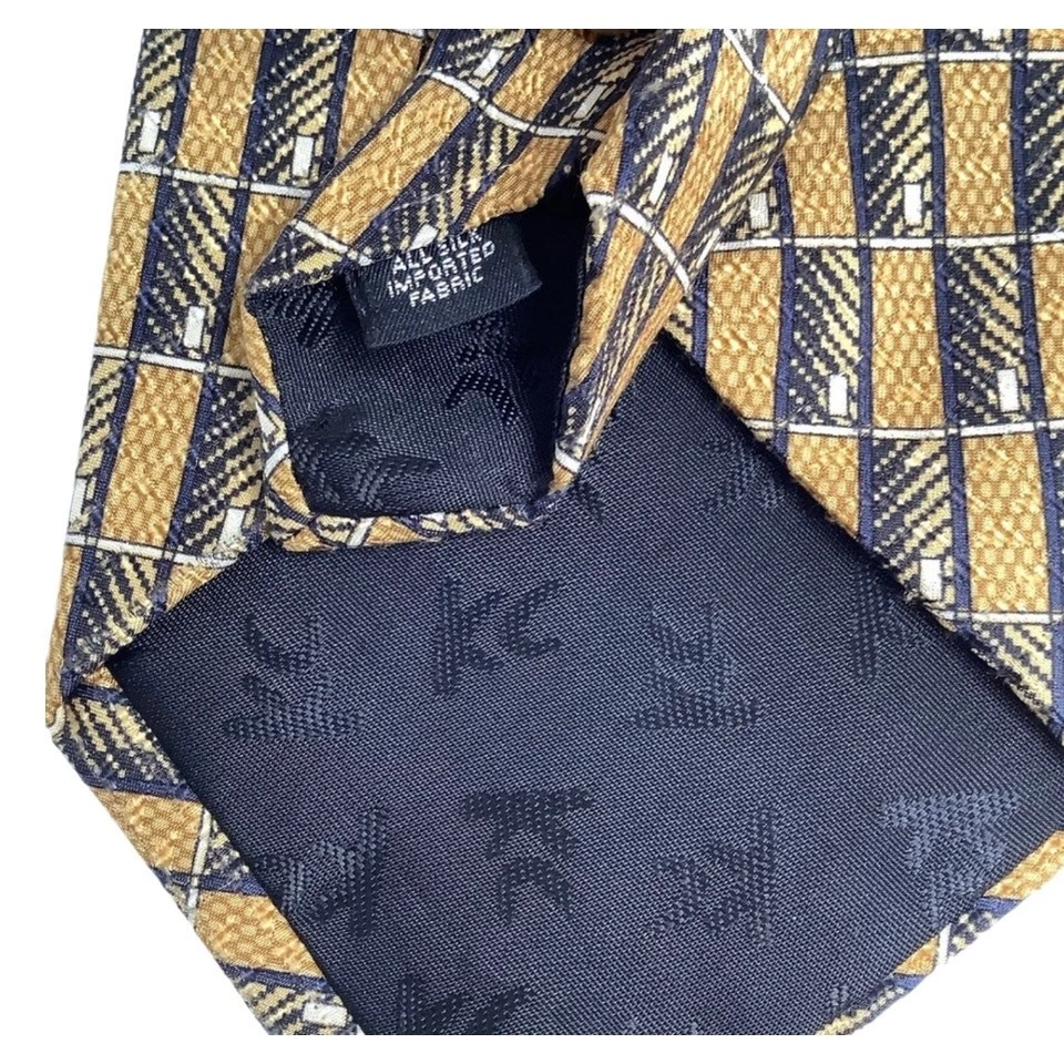 Kenneth Cole New York Yellow Black 100% Silk Tie - Image 3 of 4