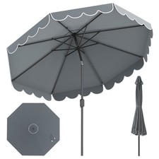 10 FT Patio Umbrella w/ Crank Tilt Adjustment Ruffles Vented Top 8 Ribs
