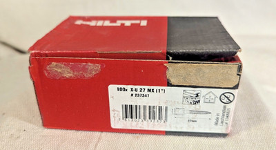 HILTI  X-U 27 MX 1'' 27mm Universal Nails, Concrete & Steel, 3 Open Boxes 290 Pcs