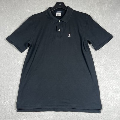 Psycho Bunny Polo Shirt Mens Size 6 Large Black Pima Cotton Embroidered Golf