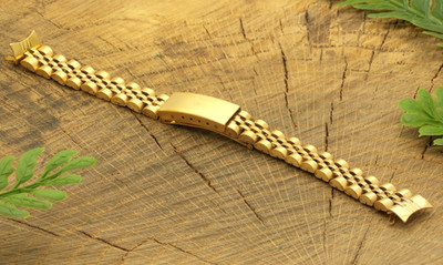 Vintage New Old Stock Speidel gold toned stainless steel watch band bracelet