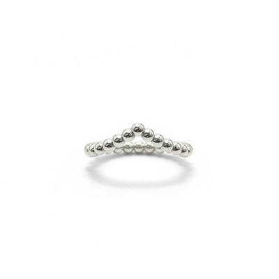 9ct 9K White Gold  V  Beaded Pattern Stacker Pinky Ladies Ring Size F. Brand New