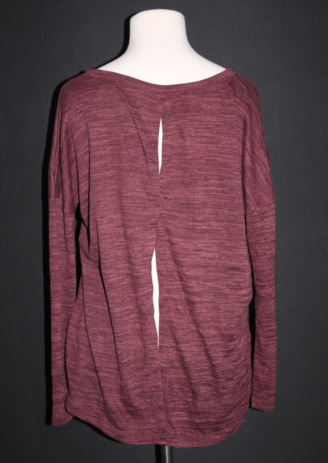 lole long sleeve open back heathered shirt