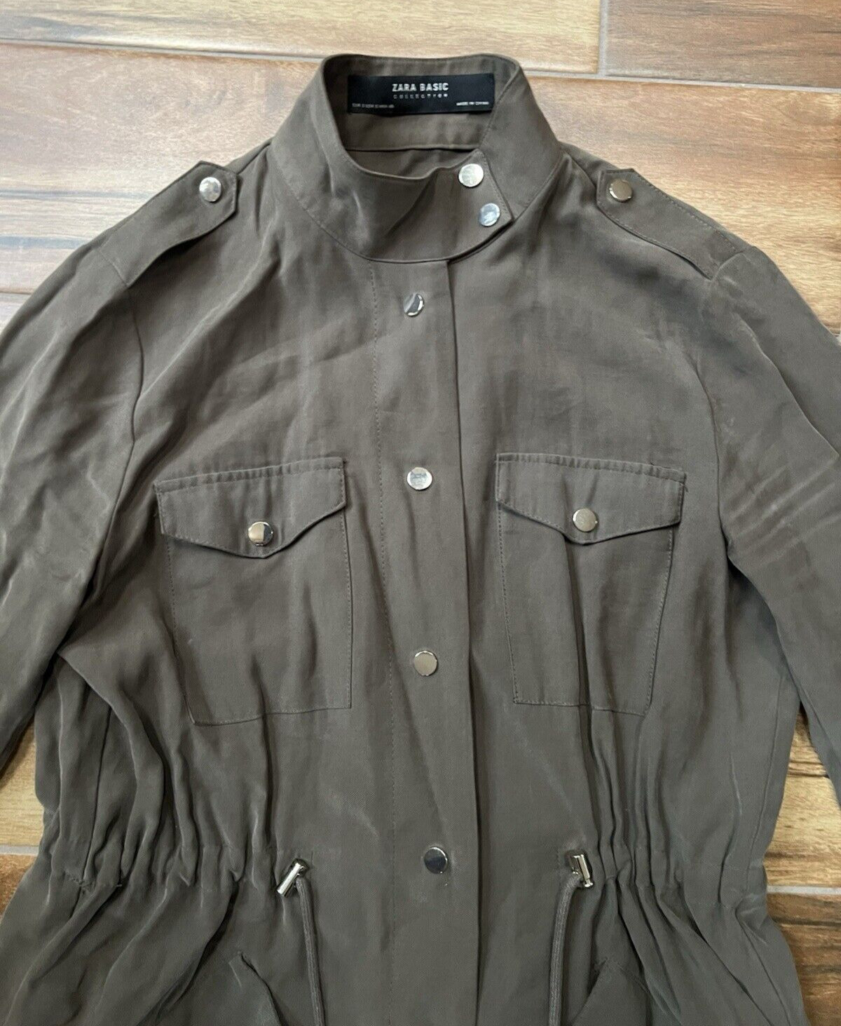 Zara Basic Utility Jacket Olive Green Size Small … - image 2