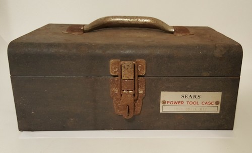 Vintage Sears Metal Power Tool Case w Handle -1801 Drill Kit Case Only-Rusted - Picture 1 of 12