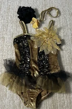 Curtain Call Gold and Black Girl's Ballet Dance Costume Size Child Small