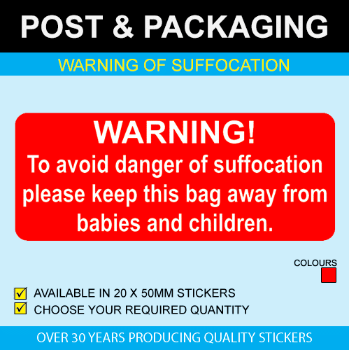 Warning By Suffocation Sticker/Label