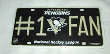 PITTSBURGH PENGUINS #1 FAN EMBOSSED METAL LICENSE PLATE #01 - NEW