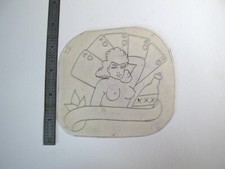 vtg 1930s-1950s Tattoo acetate stencil Pinup Chick Booze and Playing Cards