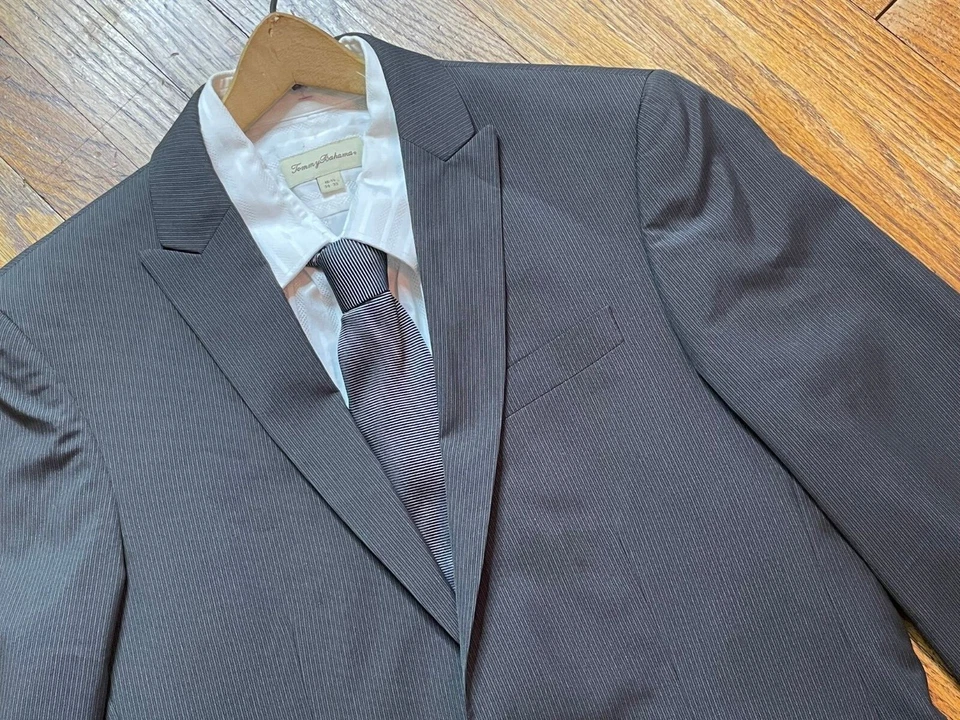 NWT Kenneth Cole Reaction Taupe Gray Pinstripe Blazer Sport Coat Suit Jacket 38R - Image 3 of 4