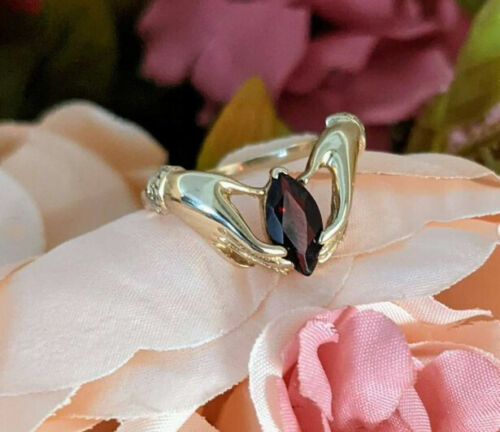 2Ct Marquise Natural Red Garnet Solitaire Engagement Ring 14K Yellow Gold Plated - Picture 3 of 5