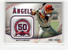 Mike Trout MVP 2020 Topps Jumbo Jersey Sleeve Patch Card 50th Anniversary Angels