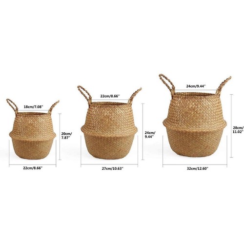 Woven Seagrass Belly Basket for Storage Plant Pot Basket and Laundry Picnic M - Picture 6 of 9