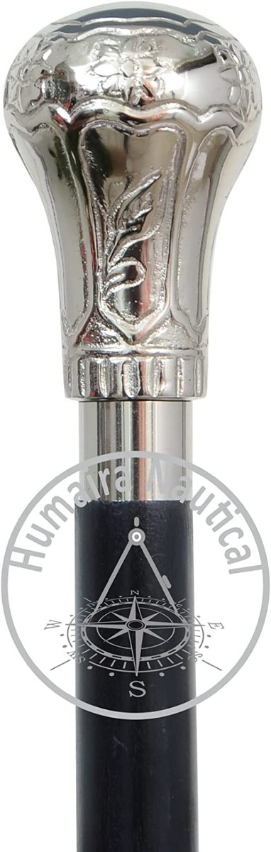 Silver Chrome Plated Brass Knob - Walking Cane - 36