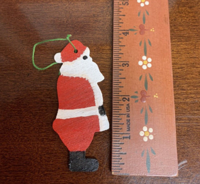 Vintage Lot of 21 Hand Painted Christmas Ornaments Balsa Wood Santa Claus