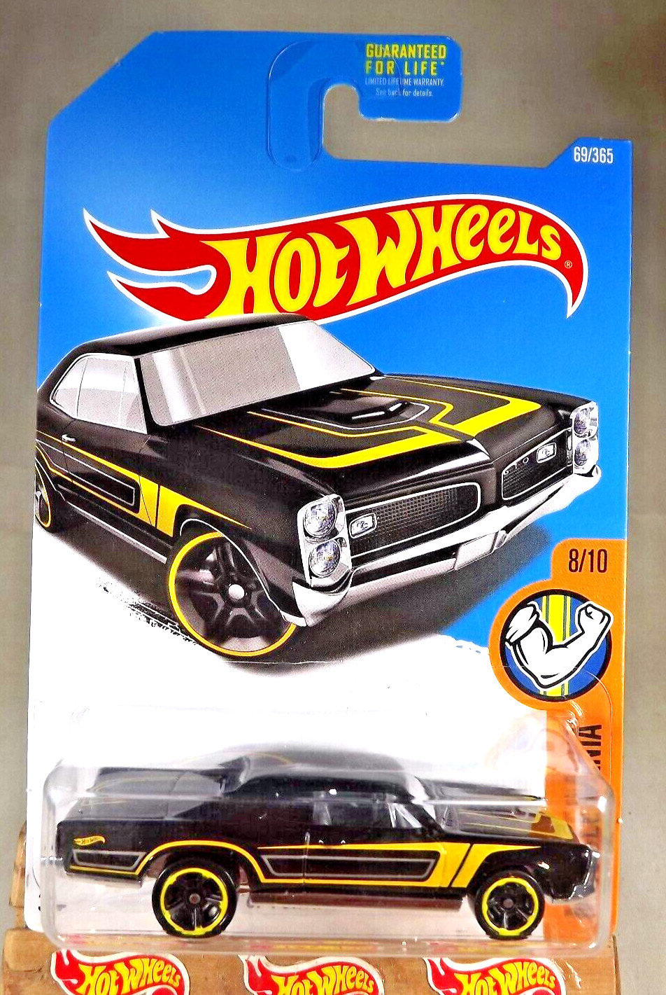 2017 Hot Wheels #69 Muscle Mania 8/10 '67 PONTIAC GTO Black w/Black MC5 Spokes
