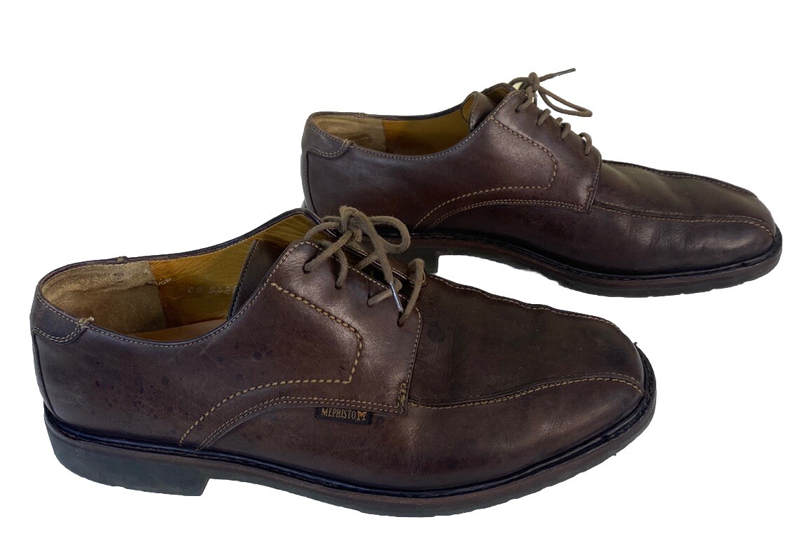 SAOLA Scarpe Mephisto Uomo Taglia 10 Marrone Air Relax Goodyear Welt Punta Bici