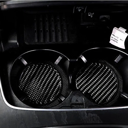 Black Carbon FiberCup Holder Pad Water Cup Slot Non-Slip Mat Car Accessories 2x - Picture 5 of 8