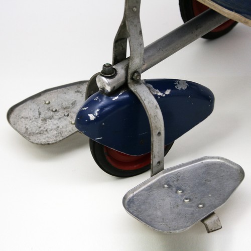 Vtg Folda Rola Mid-Century Baby Stroller Walker Blue Flair Fenders Red Wheels - Picture 6 of 10