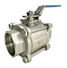 Ball Valve, Stainless Steel 2" 1000-PSI CWP Socket Weld End, Lever Operated