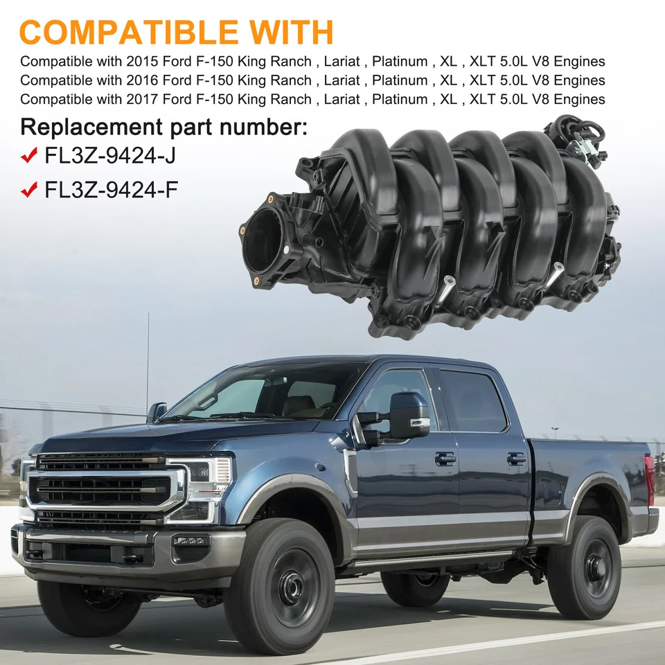 Colector de admisión con junta para Ford F-150 2015-2017 5,0 L FL3Z-9424-J FL3Z-9424-B Foto 2 de 4