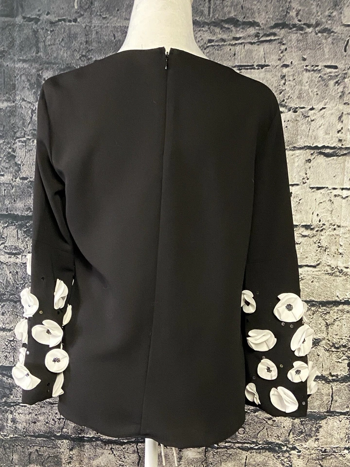 Alfani Shirt Blouse Womens Size Small Black Casual Cocktail Carrier Romantic - Image 3 of 4