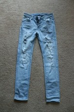 H&M Women’s Jeans Skinny & Denim Ripped Look Distressed Blue Size 28