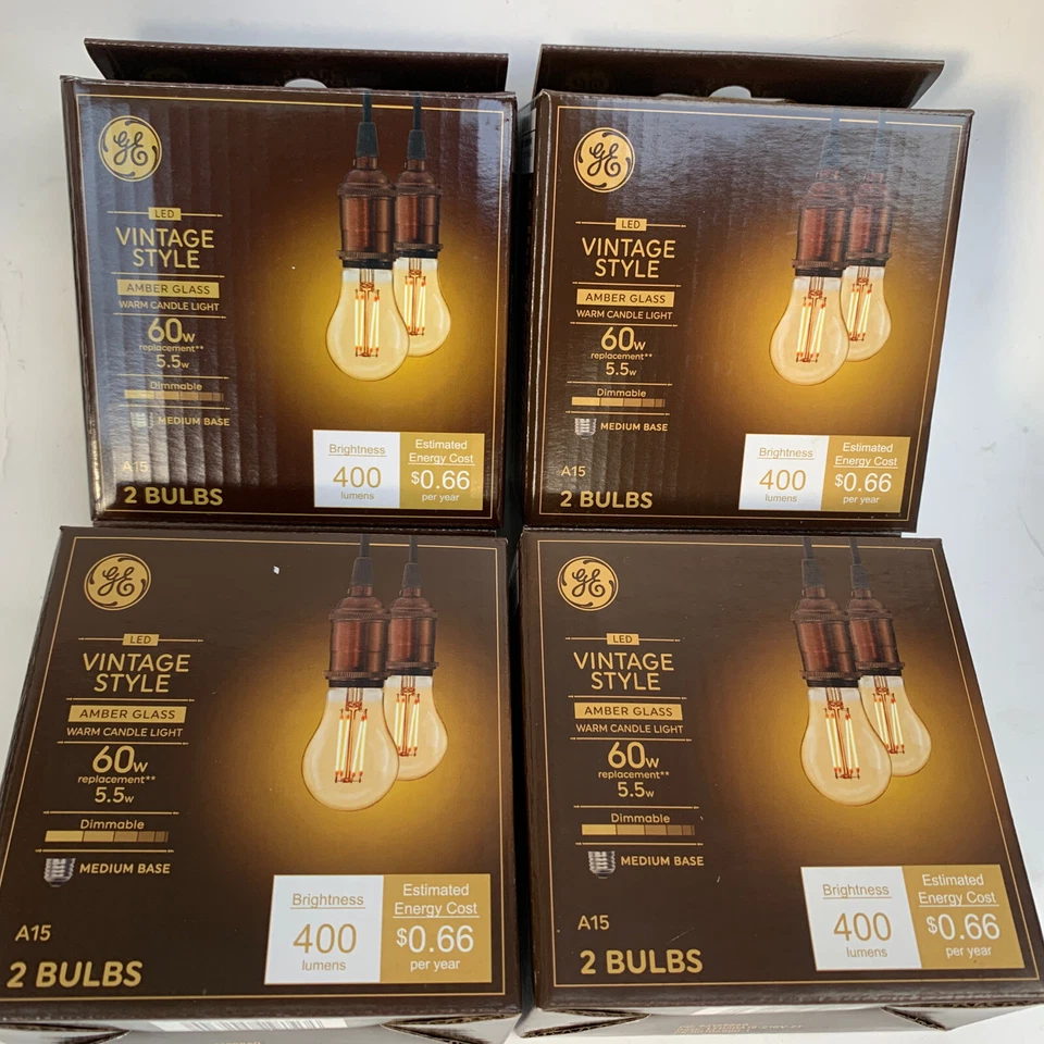 GE LED Medium Light Bulb Vintage Amber Glass Dimmable 5.5W Replaces 60W, 8PK - Image 3 of 4