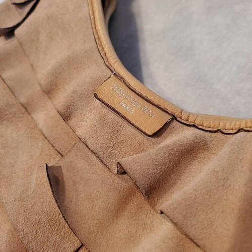 YVES SAINT LAURENT Rive Gauche ST. TROPEZ Wildleder Rüschen Tasche Sand Beige Gebraucht - Bild 3 von 13