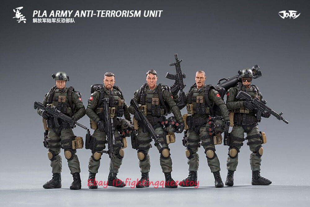 JOYTOY 1/18 PLA ARMY ANTI-TERRORISM UNIT SET of 5 Figure 3.75