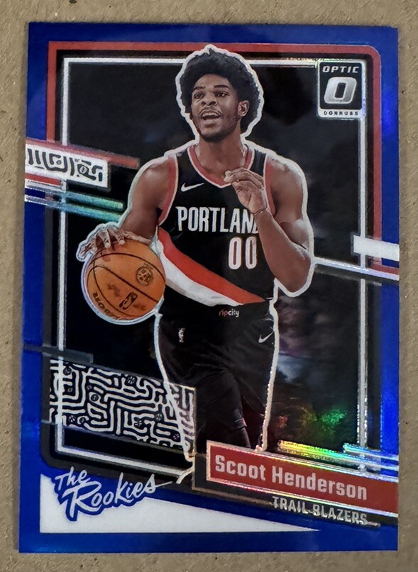 2023-24 Donruss Optic Scoot Henderson /49 Blue Prizm The Rookies RC #3 Portland