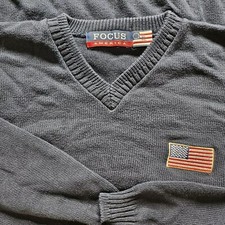 Focus America Hand Framed Made In USA American Flag Sweater Size Xl